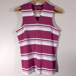 Puma Striped‎ Sleeveless V Neck Top